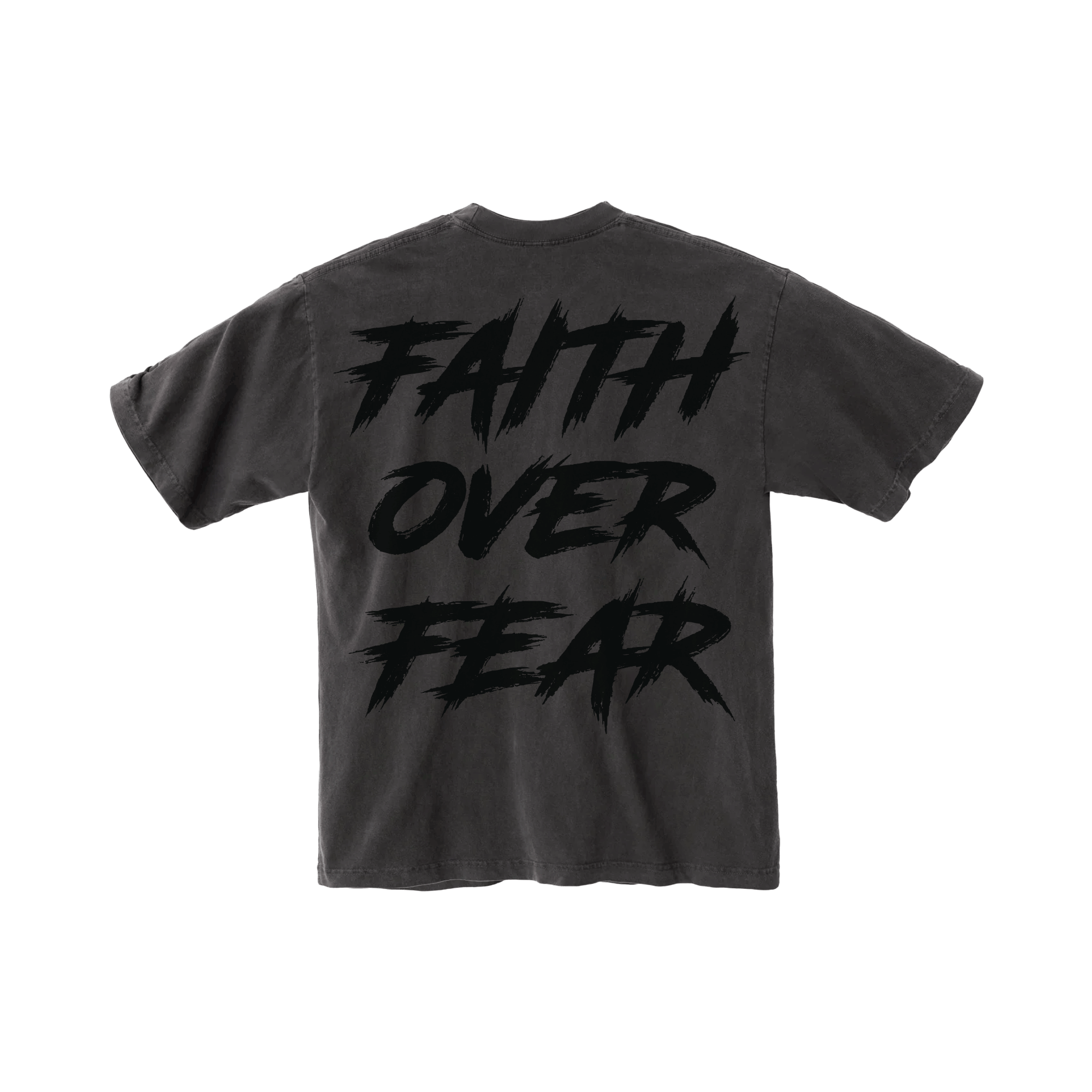 Faith Over Fear T-Shirt Vintage Black (Charcoal)